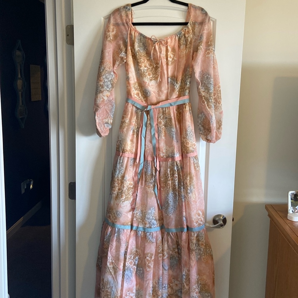 Hand made Pink floral Long Dress